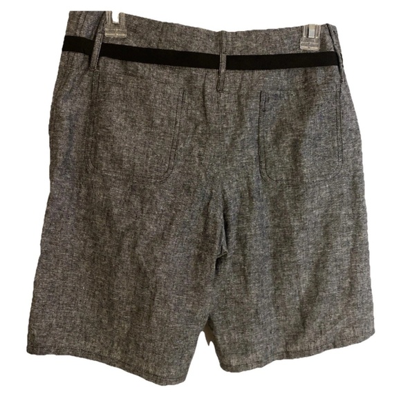 White House Black Market Flat Front Bermuda Linen Blend Shorts Sz 8 Ribbon Belt - Picture 2 of 7